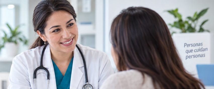 Doctora conversando con una paciente